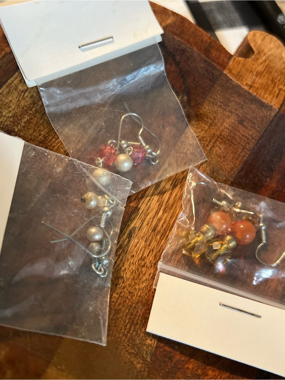 Pearl and Pink Crystal Drop Earrings — Unbranded